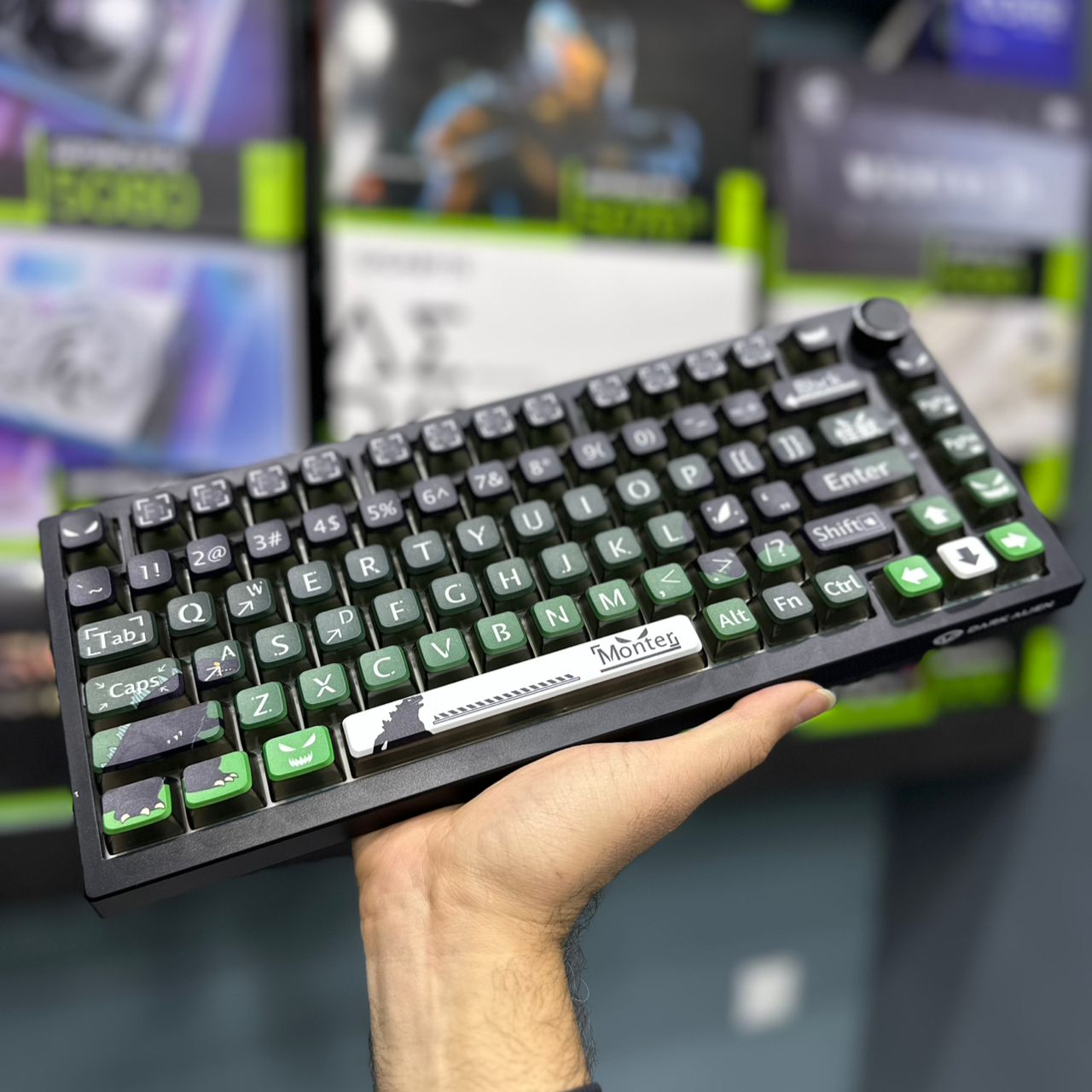 CLAVIER MECANIQUE GAMING DARK ALIEN K75 PRO BLACK-GREEN GREEN_SWITCH ARGB BT WIRELESS